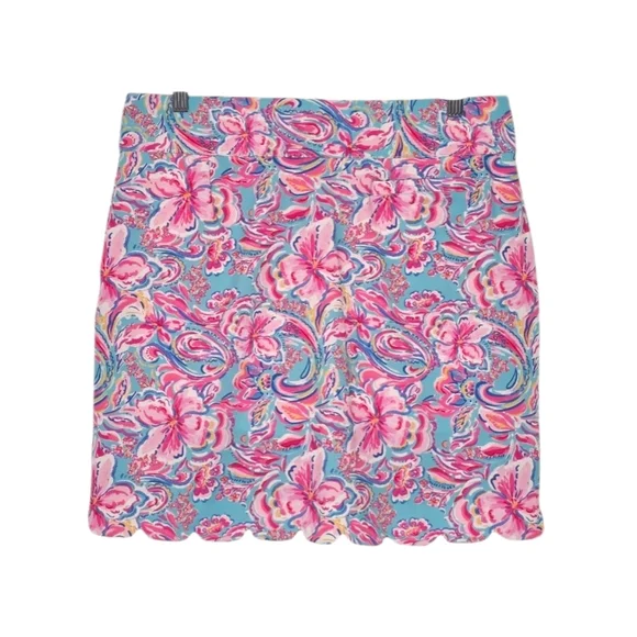 Stella Parker Pink & Blue Full Bloom Pattern Scalloped Hem Skort Size XL NWOT - Picture 3 of 6